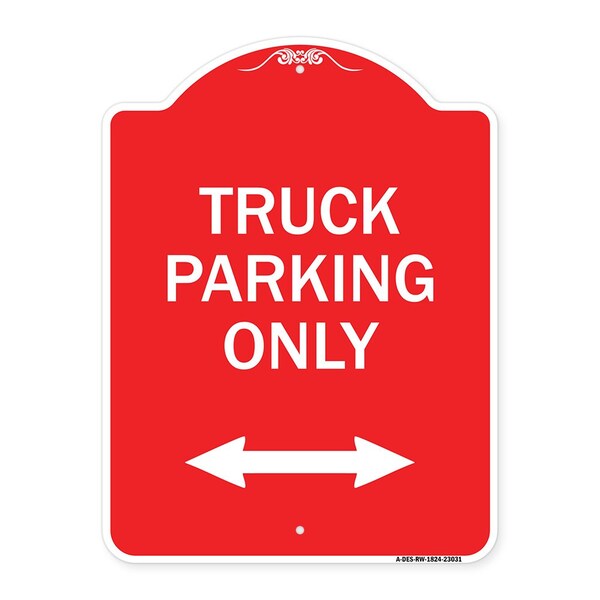 Reserved Parking Truck Parking W/ Bidirectional Arrow Heavy-Gauge Alum, 18" x 24", RW-1824-23031